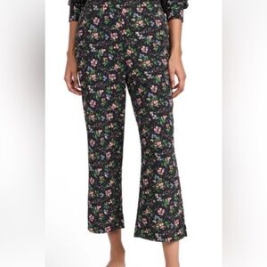 Hill House Black Floral Winston Pants with Pink & Green Blooms